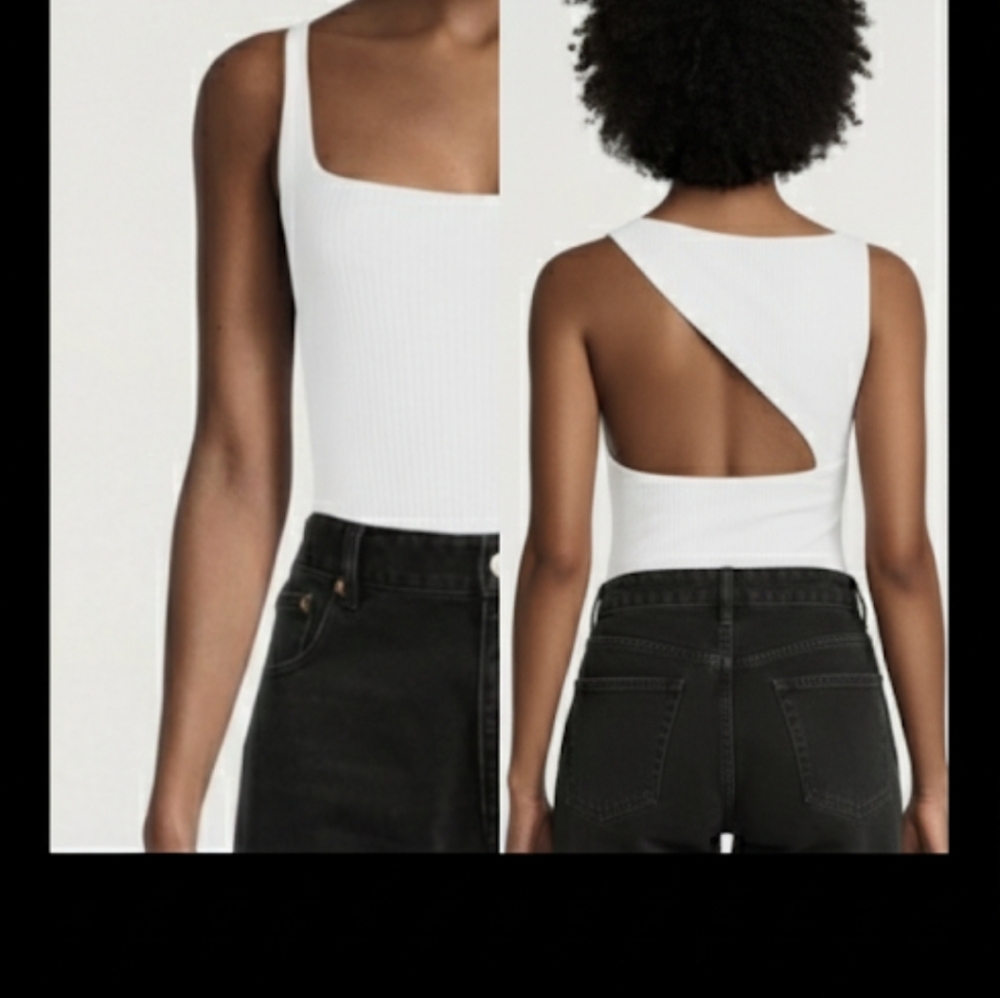 Gauge81 Cotton Ribbed Asymmetrical Back  Bodysuit Size Small